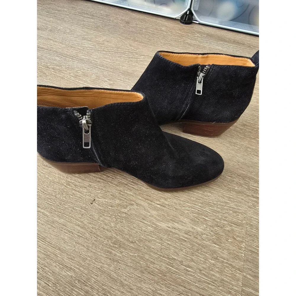 J. Crew Black Suede Side Zip Ankle Booties‎ Women's Size 6.5